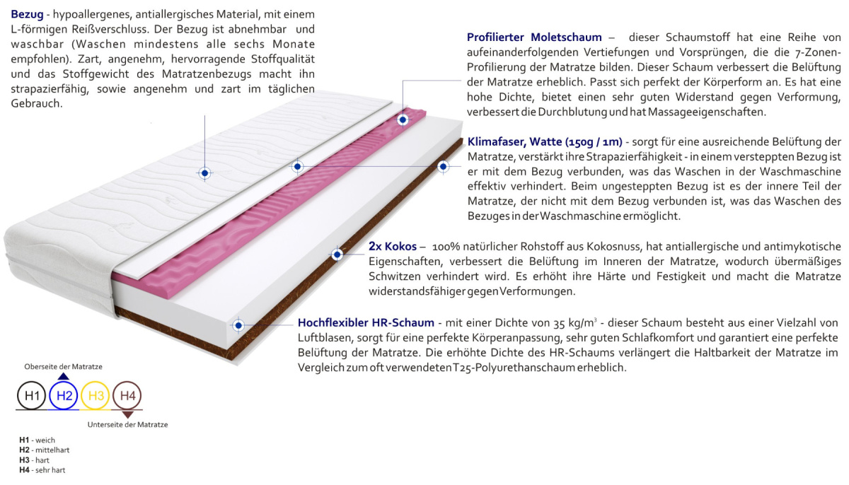 Matratzen Dora Molet 100x220 cm